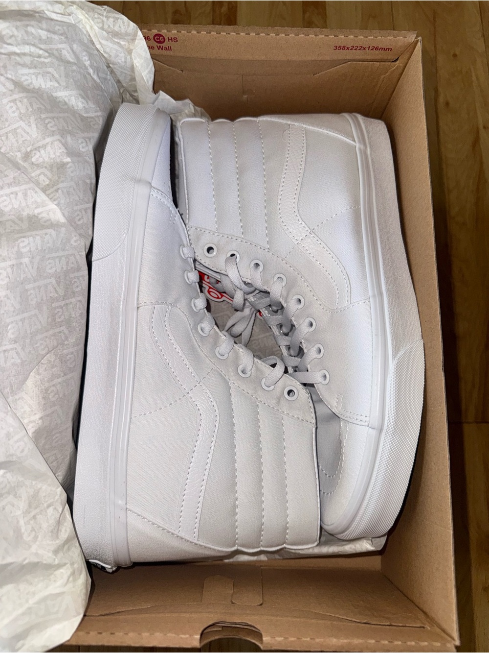 Vans Men’s White High-Top Canvas Sneakers - Picture 2 of 13